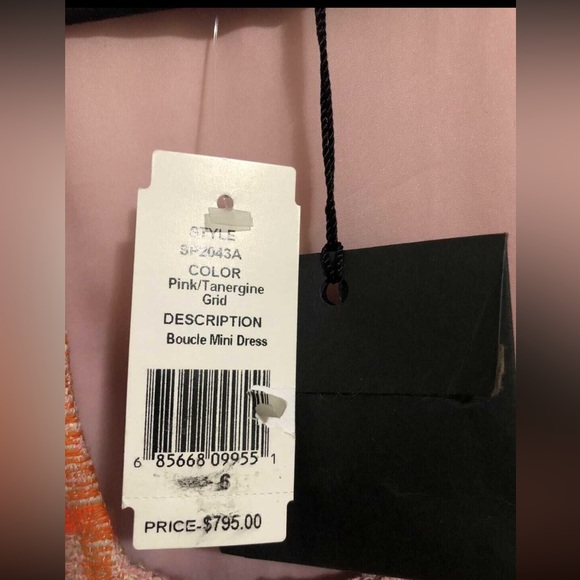 Gorgeous SMYTHE pink and orange tweed mini dress with capped sleeves - Picture 3 of 4